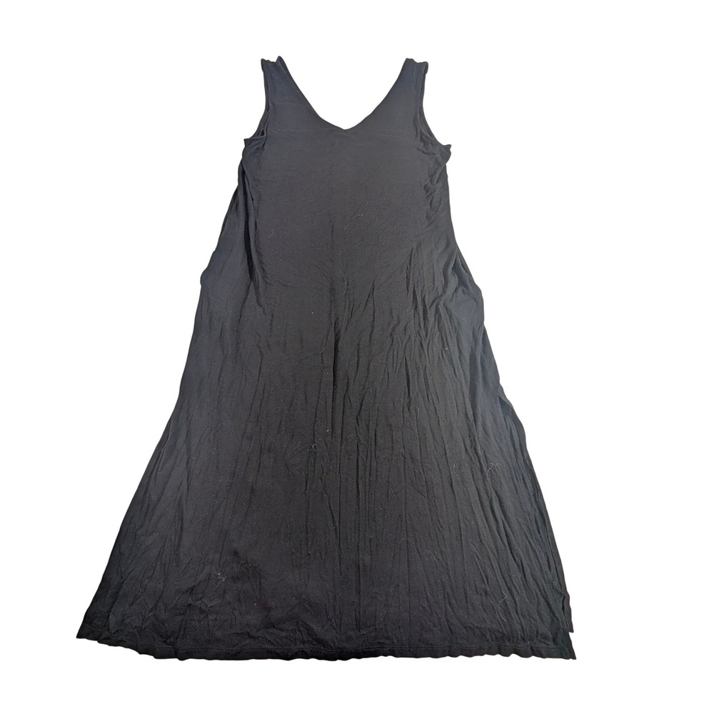JOYSFUN Black V Neck Sleeveless Maxi Dress‎ Pockets Women L 12 14 Rayon Spandex